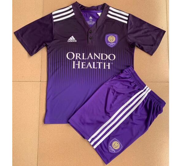 Kids Orlando City SC 2021/22 Home Soccer Kits Shirt With Shorts